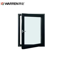 34x48 Inward Opening Aluminium Frosted Glass Black Triple Pane Window For Home