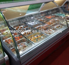 Lift up curved glass deli/fresh food commercial refrigerator on China WDMA