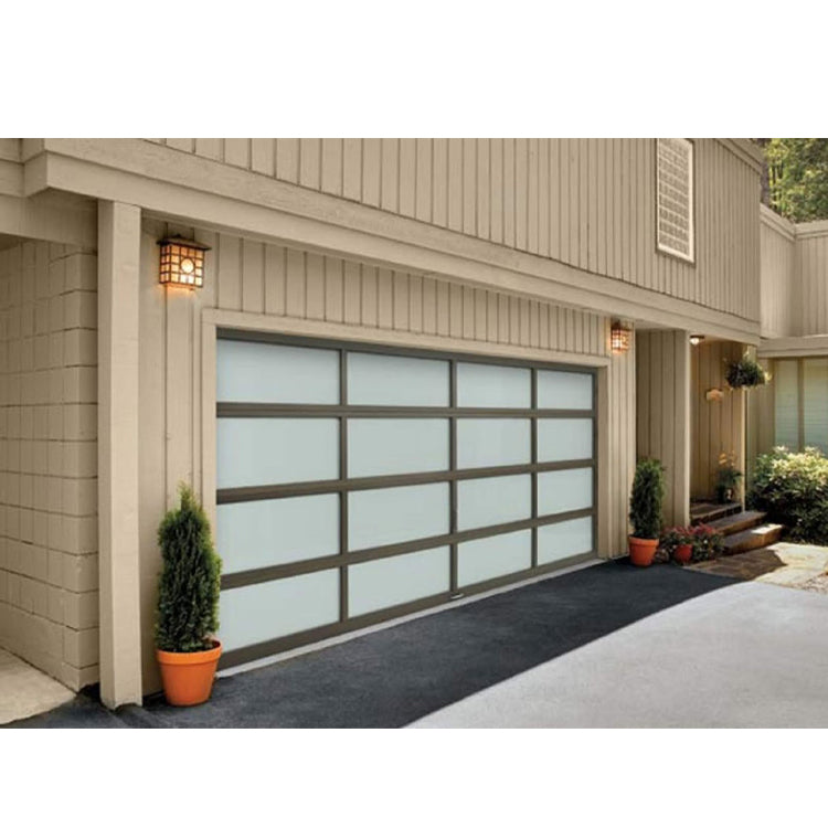 China WDMA 16x7 5 Panel Frosted Plexiglass/Glass Garage Door With