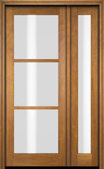 WDMA 38x80 Door (3ft2in by 6ft8in) Exterior Swing Mahogany 3 Lite TDL Single Entry Door Full Sidelight 1