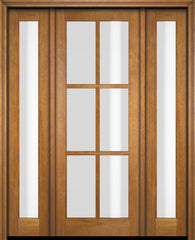 WDMA 52x96 Door (4ft4in by 8ft) Exterior Swing Mahogany 6 Lite TDL Single Entry Door Full Sidelights 1