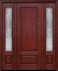 WDMA 54x96 Door (4ft6in by 8ft) Exterior Cherry 96in Two Panel Single Entry Door Sidelights Windsor Glass 1