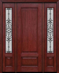 WDMA 54x96 Door (4ft6in by 8ft) Exterior Cherry 96in Two Panel Single Entry Door Sidelights Jacinto Glass 1