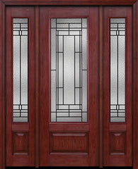 WDMA 54x96 Door (4ft6in by 8ft) Exterior Cherry 96in 3/4 Lite Single Entry Door Sidelights Pembrook Glass 1