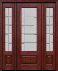 WDMA 54x96 Door (4ft6in by 8ft) Exterior Cherry 96in 3/4 Lite Single Entry Door Sidelights Crosswalk Glass 1