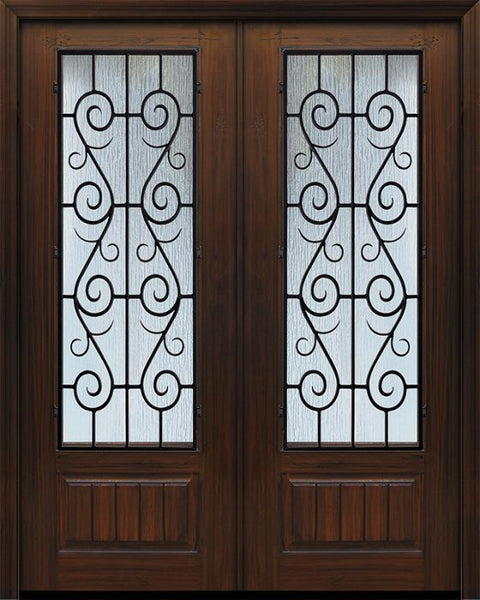 WDMA 64x96 Door (5ft4in by 8ft) Exterior Cherry IMPACT | 96in Double 1 Panel 3/4 Lite St Charles Door 1