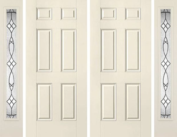 WDMA 80x80 Door (6ft8in by 6ft8in) Exterior Smooth 6 Panel Star Double Door 2 Sides Blackstone Full Lite 1