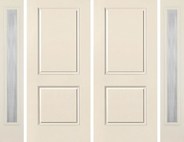 WDMA 92x80 Door (7ft8in by 6ft8in) Exterior Smooth 2 Panel Square Top Star Double Door 2 Sides Chinchilla Full Lite 1